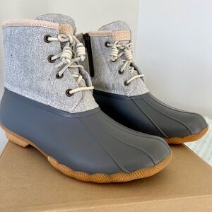 sperry saltwater duck boots - metallic grey
